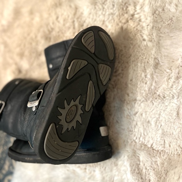 UGG Kensington Black Double Buckle Strap Traction Leather Mid-Calf Winter Boots - Picture 12 of 12